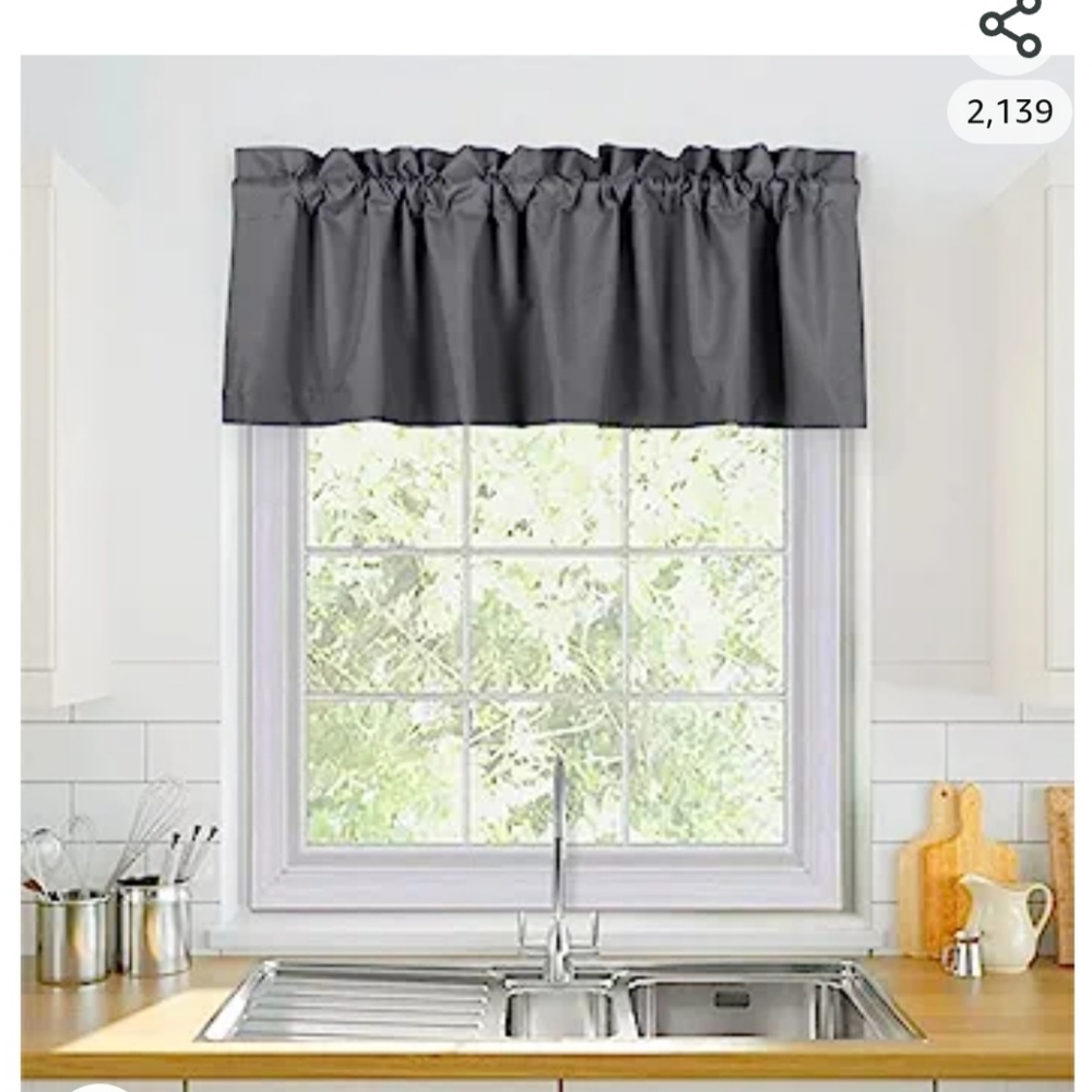 Valea Home Blackout Valance Curtains grey 3 panels